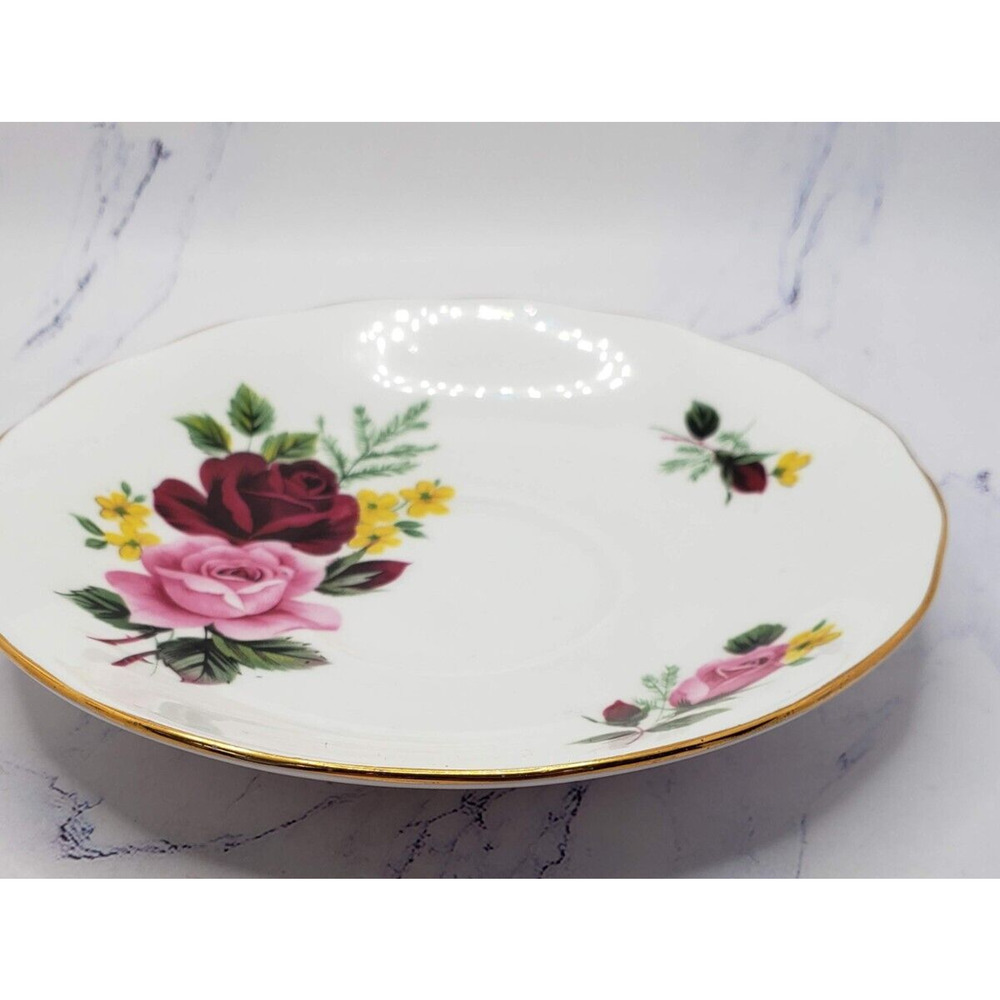 Tea Cup and Saucer Queen Anne Bone China Roses Pattern - Picture 3 of 14